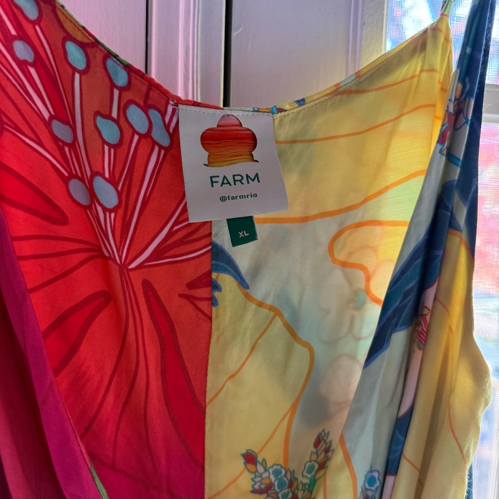 FARM Rio Floral Colorblock Mini Dress - Red, Yellow, Green - Picture 3 of 5